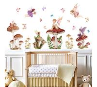 Mushroom Fairy Wall Stickers for Girls: Peel and Stick Woodland Forest Butterfly Wall Decals - Wall Decor Art Kids Supplies Ages 1-12 Year
