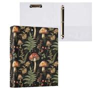 Mushroom Fern Leaves Berry 3 D-Ring Binder A4 1 Pack with 200 Sheet for Kids School Supplies Women Men Office