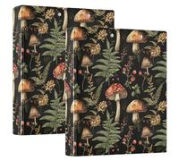 Mushroom Fern Leaves Berry 3 D-Ring Binder A4 2 Pack with 200 Sheet for Kids School Supplies Women Men Office
