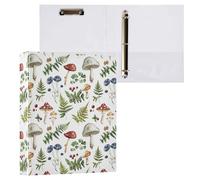 Mushroom Fern Leaves Berry Botanical Plant 3 D-Ring Binder A4 1 Pack with 200 Sheet for Kids School Supplies Women Men Office
