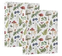 Mushroom Fern Leaves Berry Botanical Plant 3 D-Ring Binder A4 2 Pack with 200 Sheet for Kids School Supplies Women Men Office