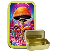 Mushroom Field 1oz Gold Tobacco tin, Airtight Tin, Pill Tin Pocket tin