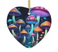 Mushroom flora Print heart-shaped ceramic pendants create a warm atmosphere for homes, parties, and gifts.