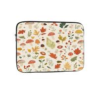 Mushroom Floral Leaf Shockproof Laptop Sleeve 15 Inch, Oxford Fabric Case With Foam Padding, Lightweight Protective Cover For Pad Notebook, Business School Travel Use