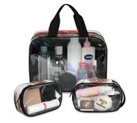 Mushroom Flower Design Travel Makeup Bag for Women Men, Translucent Cosmetic Bags 3 Pcs Large Shower Wash Pouch Toiletry Cosmetic Toiletries Organizer