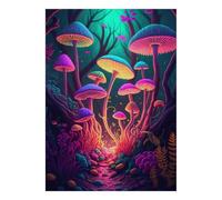 Mushroom Forest 1000 Pieces Mini Jigsaw Puzzle for Adults | 52x38cm Cardboard, Living Room Decor, Durable Structure, Birthday Gift, Mind Relaxation