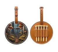 Mushroom Forest Brown Printed Golf tee Storage Bag - for Men only, Durable PU Material, Easy to Carry, Enhance The Golf Experience