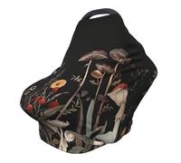 Mushroom Forest Nursing Cover 360° Full Coverage Plant Stretch Scarf for Breastfeeding and Car Seat Cover Fit for Most Pushchairs and Prams