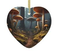 Mushroom Forest Print heart-shaped ceramic pendants create a warm atmosphere for homes, parties, and gifts.