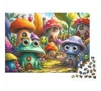 Mushroom Frog Village 1000pcs Mini Puzzle For Adults Challenging | 52x38cm Cardboard Living Room Decor Durable Structure Friend Gift Brain Training