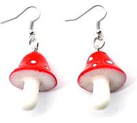 mushroom Fruit hook earrings Strawberry Pineapple Tassel earrings Long ear Line for Women,redPractical design and Durable