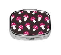 Mushroom Fungus Pattern,Meta Pill Box 2 Compartment Medicine Case,Portable Organizer