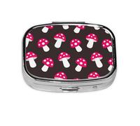 Mushroom Fungus Pattern,Meta Pill Box 2 Compartment Medicine Case,Portable Organizer,Rectangle Meta Portable Organizer Pill Box 404 Compartment Medicine Case