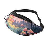 Mushroom Garden Adjustable Waist Fanny Pack Mushroom House Trendy Printed Crossbody Bag Colorful Unisex Crossbody Waist Pack Minimalists - Compact Alternative to Bulky Backpacks 14X35CM
