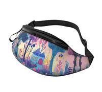 Mushroom Garden Adjustable Waist Fanny Pack Mushroom House Trendy Printed Crossbody Bag Colorful Unisex Crossbody Waist Pack Cyclists - Easy-Access Pack for Keys, Cards, and Energy gels 14X35CM