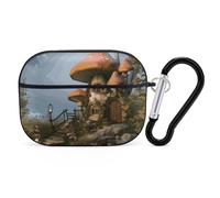 Mushroom Garden AirPod Pro Case, Anti Scratch Hard PC Cover with Keychain, AirPod Pro 2nd/1st Case Accessories for Women Men, Black-Style