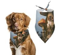 Mushroom Garden Dog Bandanas for Feeding Grooming, Triangle Pet Bibs Washable Pets Scarf for Cats & Dogs
