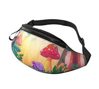 Mushroom Garden Trendy Printed Crossbody Bag Mushroom House Unisex Crossbody Waist Pack Colorful Adjustable Waist Fanny Pack Tourists - Lightweight Theft-Resistant Bag for Sightseeing 14X35CM