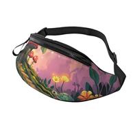 Mushroom Garden Trendy Printed Crossbody Bag Mushroom House Unisex Crossbody Waist Pack Colorful Adjustable Waist Fanny Pack Festival-Goers - Theft-Proof Compact Bag for Phones & valuables 14X35CM