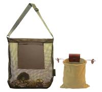 Mushroom Gathering Two Pcs Bag Set, Collection of Mushroom with Waist Pouch Plus Mesh Bag, Strap Adjustable, Closure Leather Ideal for Fruit Harvest Plus Mushroom Foraging