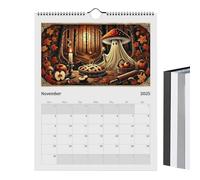 Mushroom Ghost Calendar 2025 | Funny Ghost Wall Calendar 2025 | Monthly Mushrooms Images Calendar | Decorative Nature Inspired Art Paper Calendar For Workplace