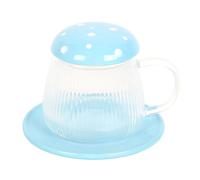 Mushroom Glass Mug & Saucer Something Different Blue One Size