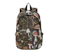 Mushroom Green Leaves Black Casual Backpack for Women Casual Backpack Funny Gifts Teen College Bookbag,Mushroom Green Leaves Black,12.2 x 7.5 x 19.3 Inch,Classic,Mushroom, Mushroom green leaves black