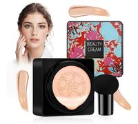 Mushroom Head Air Cushion CC Cream,Moisturizing Concealer,Moisturizing & Oil Control Foundation Cover Concealer With Makeup Sponge,Long Lasting Liquid Foundation for Women,Even Skin Tone - Natural