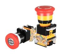 Mushroom Head Emergency Stop Button Switch LA38-11ZS Self-locking Normally Open Closed Opening 22mm 1Pcs(LA38-11ZSupgrade)