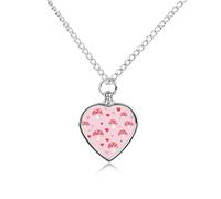 Mushroom Heart Pattern Heart Silver Pet Urn Necklace Memorials Funerary Ashes Classic Pendant for Dog Cat Lover