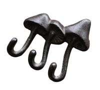 Mushroom Hooks - Cast Iron Wall Mounted Hangers, Vintage Decorative Entryway Hardware, Rustic Clothes Hook Set | Cute Garden Entrance Accent for Home Porch Cabin Cottage Décor Storage Organization