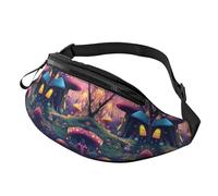 Mushroom House Adjustable Waist Fanny Pack Colorful Trendy Printed Crossbody Bag Mushroom Garden Unisex Crossbody Waist Pack Tourists - Lightweight Theft-Resistant Bag for Sightseeing 14X35CM
