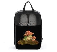 Mushroom House And Frog Shoe Bag Travel Shoe Organizer Water-Resistant Shoe Pouch with Zipper Sneaker Dust Bag, gray, One Size, Modern