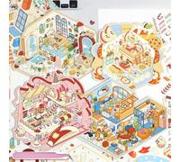 Mushroom House DIY 3D Sticker Scene 4 Sets Isometric Miniature Room Stickers Book for Kids Adults Cute Make Your Own House Stickers for Gifts Paint by Sticker