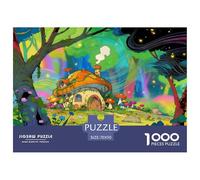 Mushroom House in Forest Jigsaw Puzzles Puzzles for Adults Kids. 1000 Piece Magical Lights Impossible Challenge Toy Educational Game Home Decoration for Adults& Kids Age 14 Years Up 70x50cm/1000pcs