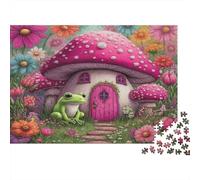 Mushroom House Jigsaw Puzzle for Adults 1000 Piece Jigsaw Puzzle Frog Puzzle Game for Family Stress Relief Focus Home Decor 52x38cm/1000pcs