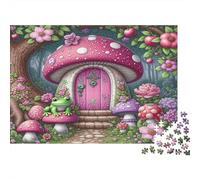 Mushroom House Jigsaw Puzzles 1000 Pieces Recycled Material Fairy Garden Adult Jigsaws Developing Children‘s Intelligence Parent Child Game Activity 38x26cm/1000pcs