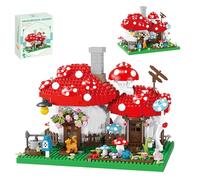 Mushroom House Mini Building Block Set, 1346 PCS Ideas Construction Bricks Model Toy, DIY Creative Mushroom House Architecture Building Kit, Construction Bricks Not Compatible with Main Brands