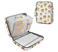 Mushroom House Polka Dots Zipper Binder Bag 3 Ring 6-Tab Expanding File Folder 500 Sheets Organizer for School Work Office