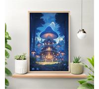 Mushroom House Tree Jigsaw Puzzles for Adults 500 Pieces Educational Toys Challenging Game 500 Piece Puzzles for Adults for The Whole for Women Gifts for Men