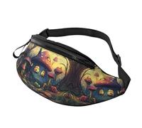 Mushroom House Trendy Printed Crossbody Bag Colorful Unisex Crossbody Waist Pack Mushroom Garden Adjustable Waist Fanny Pack Students - Trendy Hands-Free Bag for Campus Life 14X35CM