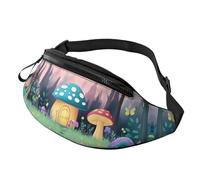 Mushroom House Unisex Crossbody Waist Pack Colorful Adjustable Waist Fanny Pack Mushroom Garden Trendy Printed Crossbody Bag Outdoor Adventurers - Durable Pack for Hiking/Camping Gear 14X35CM