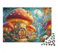 Mushroom Houses Under Moonlit Sky 1000-Piece Jigsaw Puzzle Enchanted Cottage Brain Training for Adults & Kids 52x38cm/1000pcs