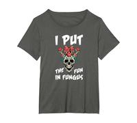 Mushroom Hunter Fungi Foraging - I Put The Fun in Fungu T-Shirt, Women's Plus, Asphalt Grey, 2X