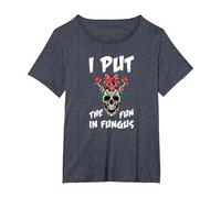 Mushroom Hunter Fungi Foraging - I Put The Fun in Fungu T-Shirt, Women's Plus, Heather Blue, 1X