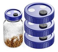 Mushroom Jar Liquid Culture Lid Rejular Mouth Food Grade Plastic Grain Spawn Cultivation Mason Jar Lid with PTFE Membrane & Self Healing Injection Ports For Mushroom By ZHANXUBIO (70mm,3pcs)
