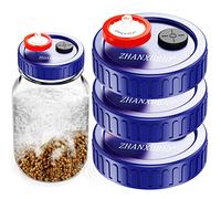 Mushroom Jar Liquid Culture Lid, Wide/Mason Mouth, Food-Grade Plastic, Grain Spawn Cultivation, PTFE Membrane, Self-Healing Injection Ports - ZHANXUBIO (70mm)