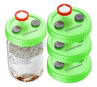 Mushroom Jar Liquid Culture Lid Wide Mouth Rejular Mouth Food Grade Plastic Grain Spawn Cultivation Mason Jar Lid with PTFE Membrane & Self Healing Injection Ports For Mushroom By ZHANXUBIO (86mm