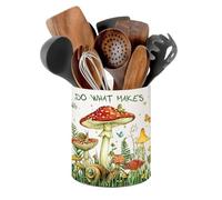 Mushroom Kitchen Decor, 6.5inch Ceramic Utensil Holder with Mushroom Design, Rustic-Style Indoor Kitchen Utensil Storage Rack, Ideal for Spoon Storage and Cooking Tools, Gift for Kitchen Organizers