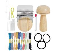Mushroom Knit Patch Kit - Mini Portable Darning Tool, Quick Patch Maker, Wooden Weaving for Mending, DIY Sewing Repair Kit for Socks Jeans Clothes, Multifunctional Craft Weaving Tool